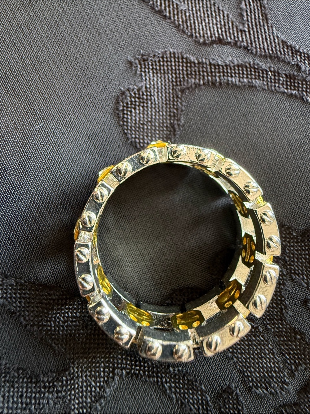 Gold-Tone Studded Hoop Ring- Man Jewelry
